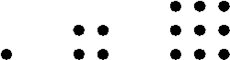 Three collections of dots: a single dot, a 2 by 2 square array, a 3 by 3 square array.