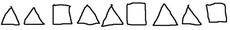 A hand drawn sketch of a pattern of two triangles and one square repeated three times.